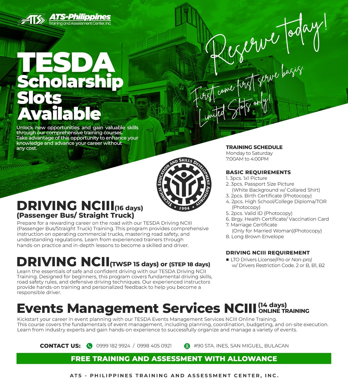 🚛🎓 TESDA SCHOLARSHIP SLOTS NOW OPEN!